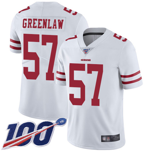 San Francisco 49ers Limited White Men Dre Greenlaw Road NFL Jersey #57 100th Season Vapor Untouchable